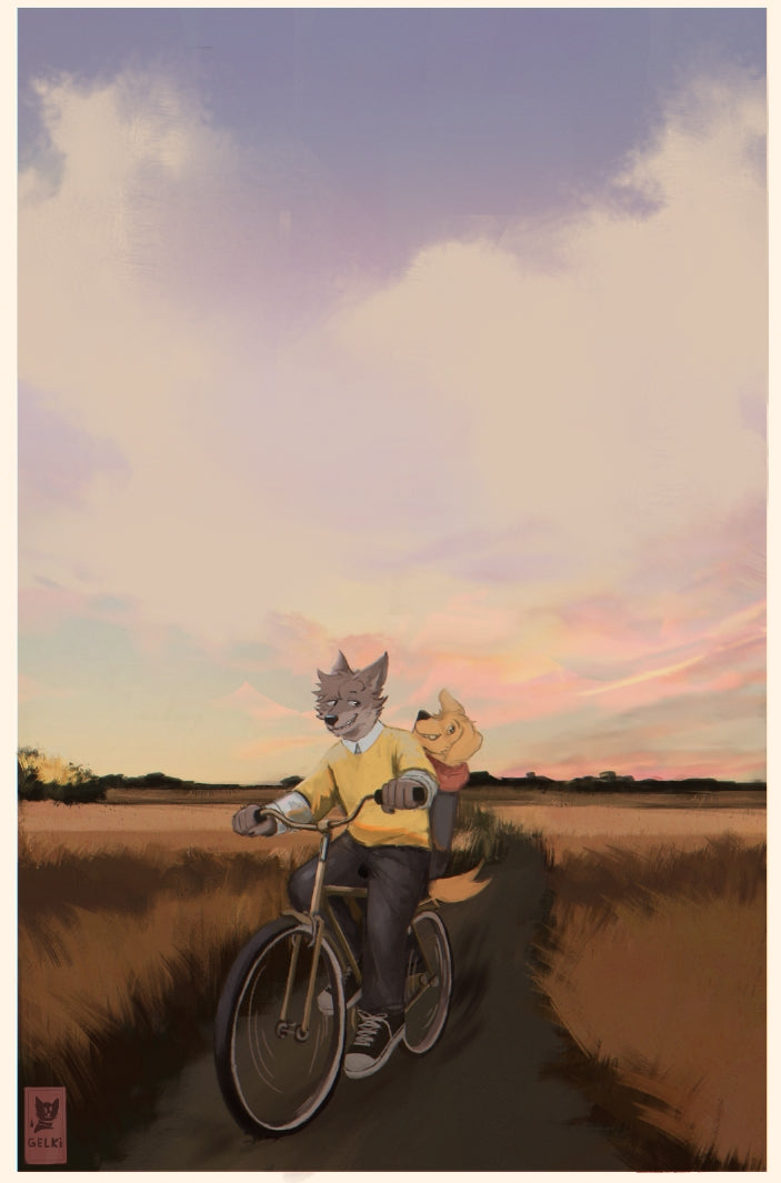 Biking together Print
