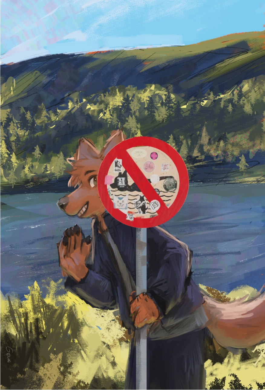 Fox Stop Sign Print